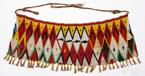 African tribal beaded dance apron, early 20th c.