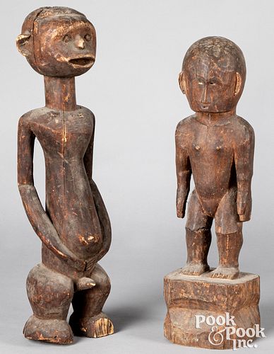 Two African tribal carved wooden statues