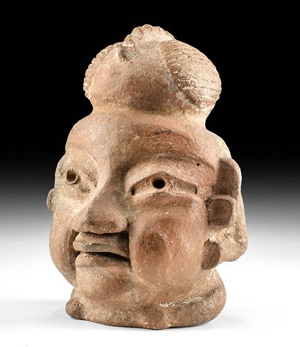 Important & Rare Olmec Pottery Head Effigy
