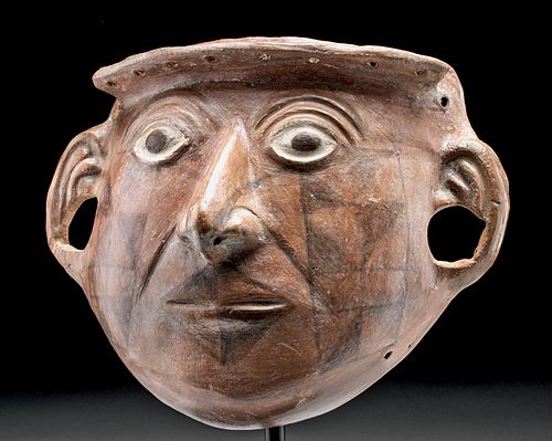 Moche Pottery Portrait Mask of a Male