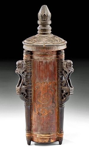 Early 20th C. Indonesian Dayak Wooden Medicine Box