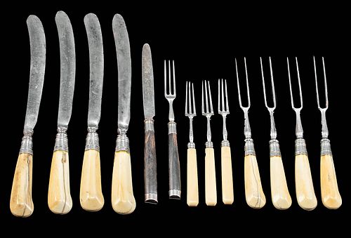 18th to 19th C. English Ivory & Silver Cutlery (13)