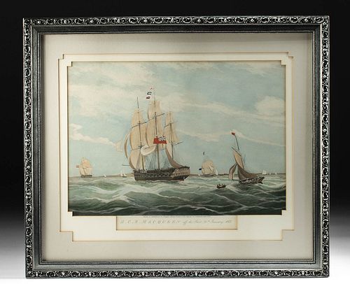 Framed Huggins H.C.S. MacQueen Aquatint Engraving, 1834
