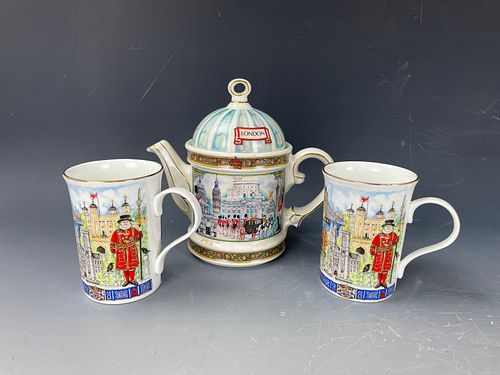 A England Porcelain  Teapot and Two Cups