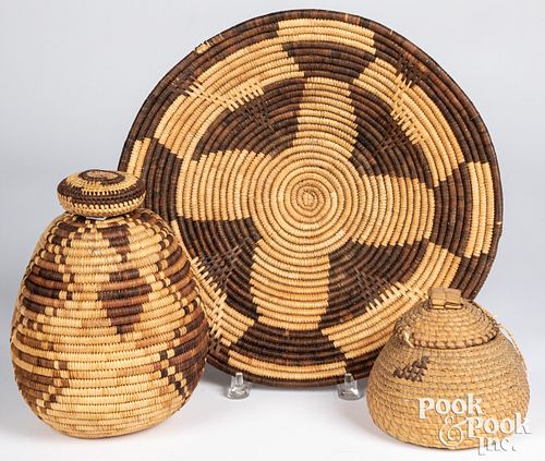 Three tribal basketry items