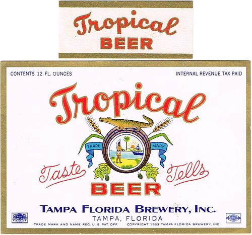 1940 Tropical Beer 12oz ES27-17 - Tampa, Florida