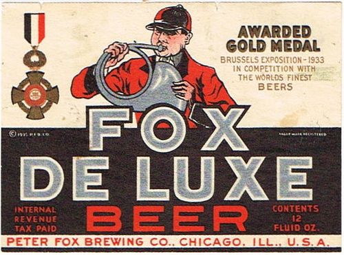 1937 Fox De Luxe Beer 12oz IL22-24 - Chicago, Illinois