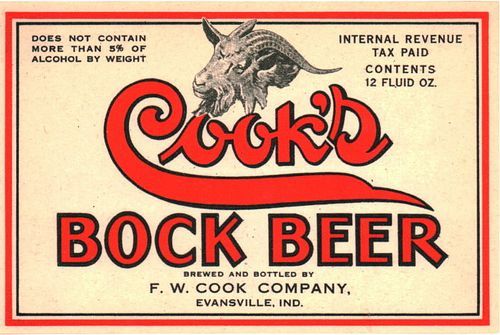 1938 Cook's Bock Beer 12oz CS10-13 - Evansville, Indiana