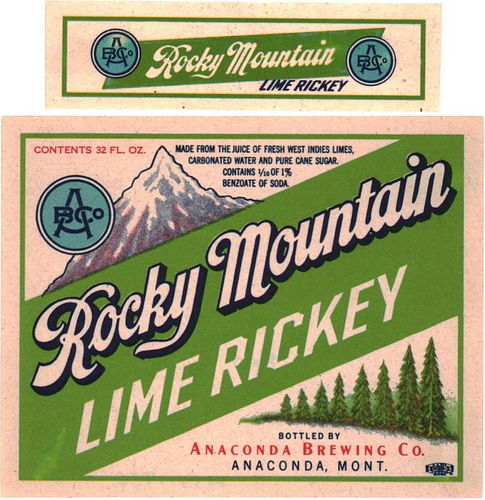 1924 Rocky Mountain Lime Rickey 32oz One Quart - Anaconda, Montana