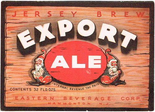 1937 Jersey Brew Export Ale 32oz One Quart ES87-24 - Hammonton, New Jersey
