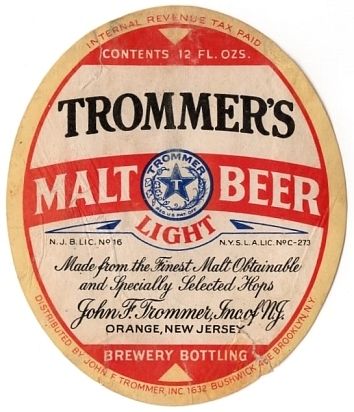 1940 Trommer's Malt Beer 12oz ES103-24 - Orange, New Jersey