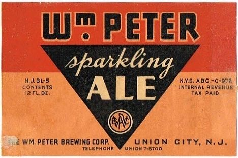 1937 Wm. Peter Sparkling Ale 12oz ES109-14 - Union Hill, New Jersey