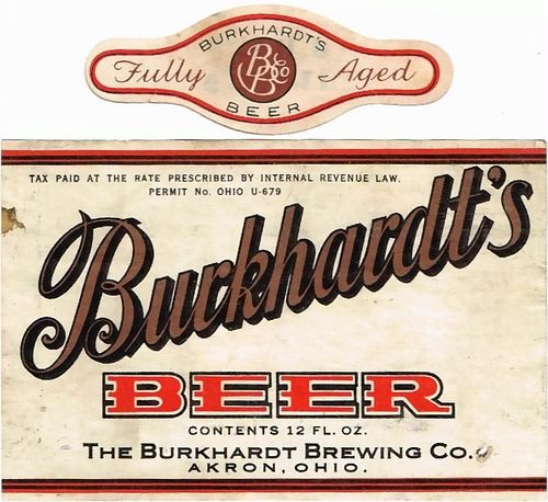 1933 Burkhardt's Beer 12oz OH10-10 - Akron, Ohio