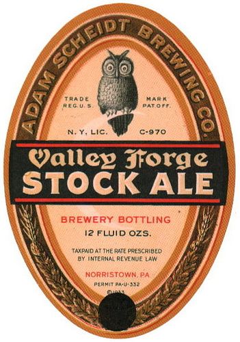 1933 Valley Forge Stock Ale 12oz PA60-11 - Norristown, Pennsylvania