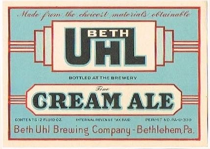 1934 Beth Uhl Cream Ale 12oz PA14-22 - Bethlehem, Pennsylvania