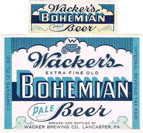 1945 Wacker's Bohemian Pale Beer 12oz PA47-09 - Lancaster, Pennsylvania