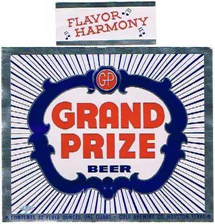 1952 Grand Prize Beer 32oz One Quart - Houston, Texas