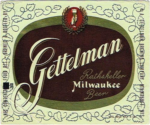 1952 Gettelman Rathskeller Milwaukee Beer 32oz One Quart - Milwaukee, Wisconsin