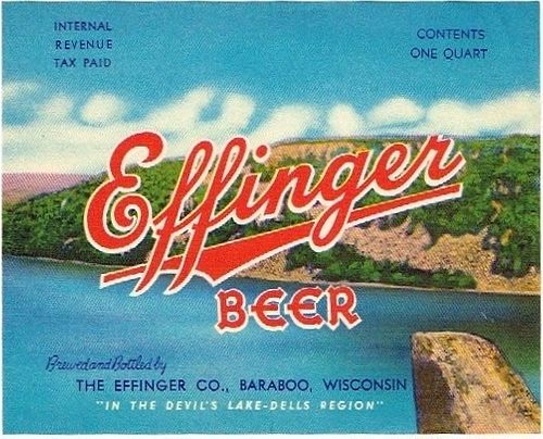 1946 Effinger Beer 32oz One Quart WI25-17 - Baraboo, Wisconsin