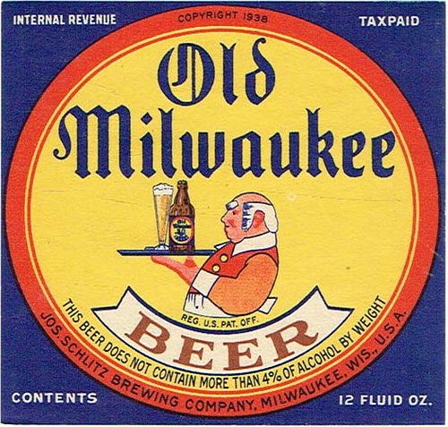1938 Old Milwaukee Beer 12oz WI316-91 - Milwaukee, Wisconsin
