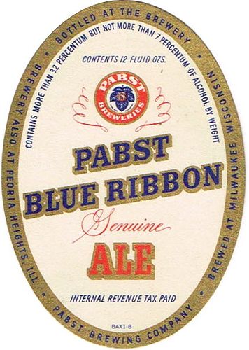 1940 Pabst Blue Ribbon Genuine Ale 12oz WI286-106V - Milwaukee, Wisconsin
