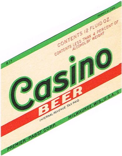 1934 Casino Beer 12oz WI286-80V - Milwaukee, Wisconsin