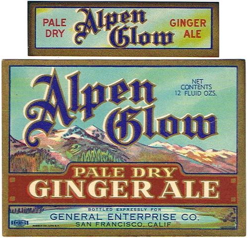 1930 Alpen Glow Ginger Ale 12oz WS45-24 - San Francisco, California