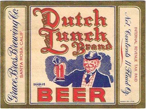 1938 Dutch Lunch Beer 11oz WS54-11 - Santa Rosa, California