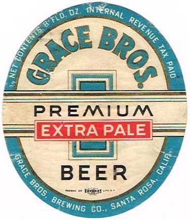 1940 Grace Bros. Premium Beer 8oz WS53-16 - Santa Rosa, California