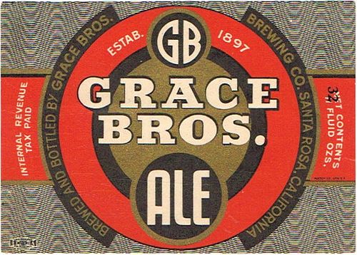 1936 Grace Bros. Premium Old Stock Ale 32oz One Quart WS53-12 - Santa Rosa, California