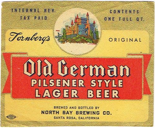 1948 Old German Lager Beer 32oz One Quart No Ref. - Santa Rosa, California