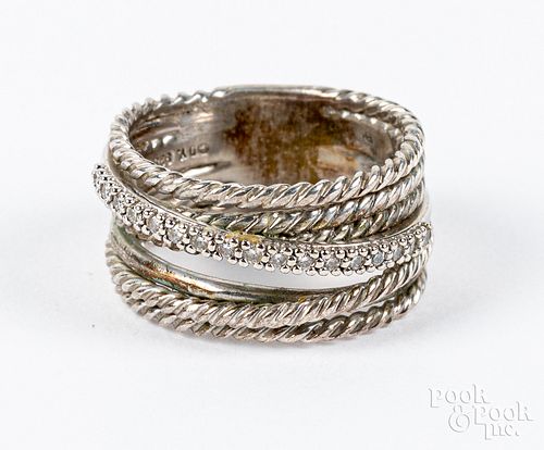 David Yurman sterling silver & 14K gold cable ring