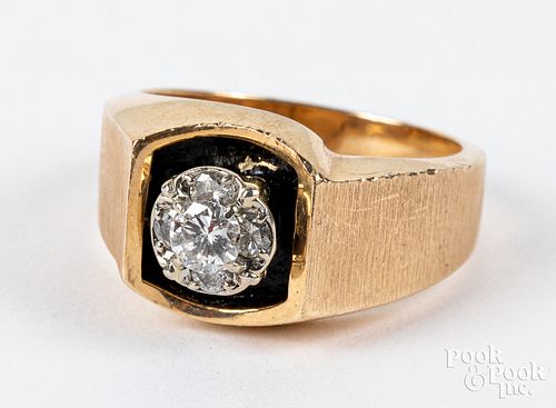 14K gold and diamond ring, 6.8dwt, size 8 1/2.