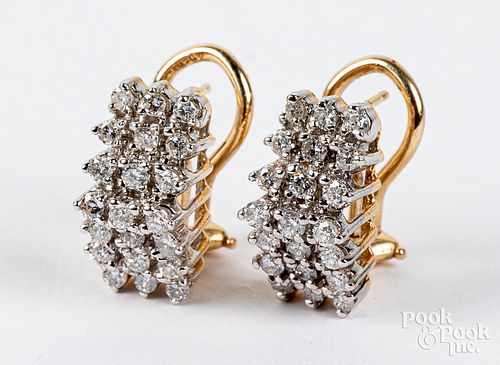 14K gold diamond cluster earrings, 4.4dwt.