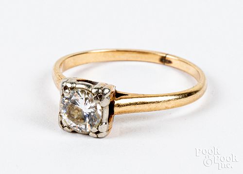 14K gold diamond solitaire ring, 1.4dwt
