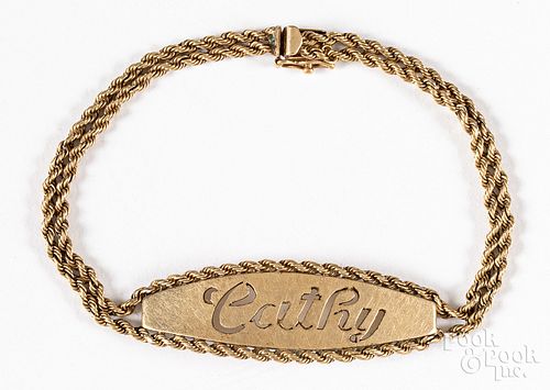 14K gold Cathy bracelet, 5.1dwt.