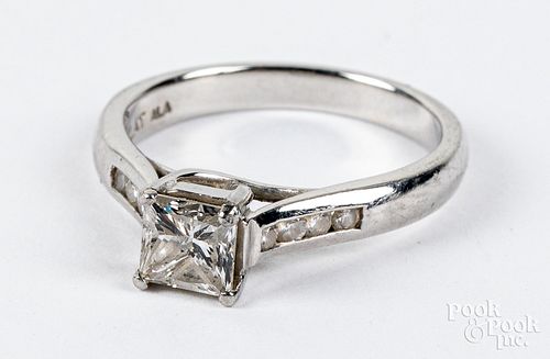 Platinum and diamond ring, 3.7dwt, size 7.