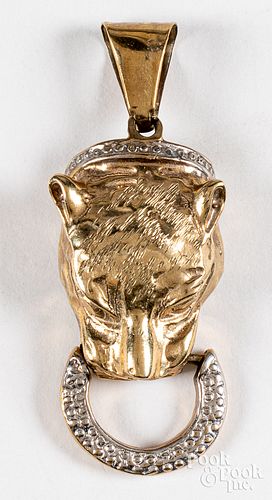 10K gold dog knocker pendant, 10.6dwt.