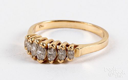 14K gold and diamond ring, 1.4dwt, size 6.
