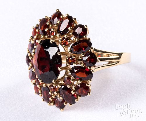 18K gold & colored stone ring, size 5 1/2, 4.8dwt.