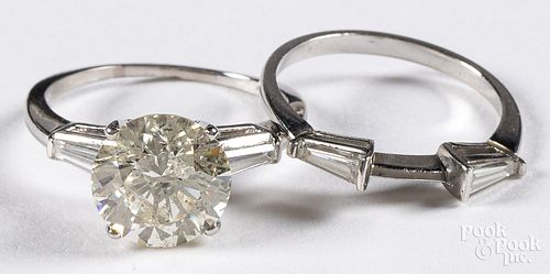Platinum and diamond wedding band set, size 7 1/2,