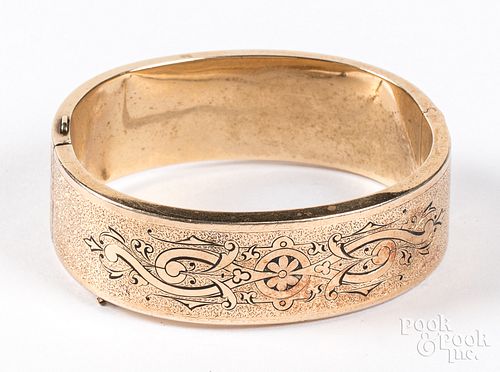 Victorian 14K gold and enamel bracelet, 21.2dwt.