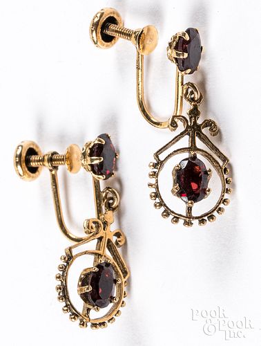 14K gold and gemstone earrings, 2.3dwt.