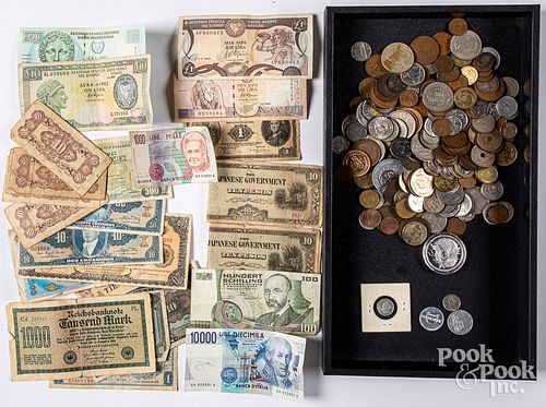 Foreign coins and currency.