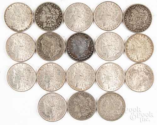 Eighteen Morgan silver dollars