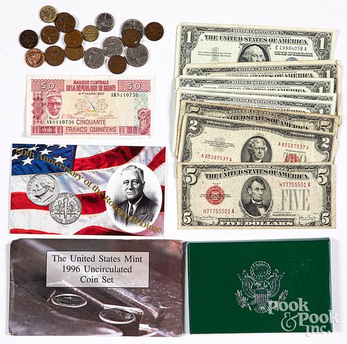 Miscellaneous coins and currency.