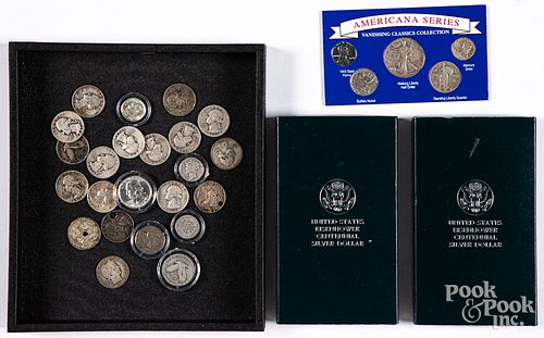 Two Eisenhower Centennial silver dollars, etc.