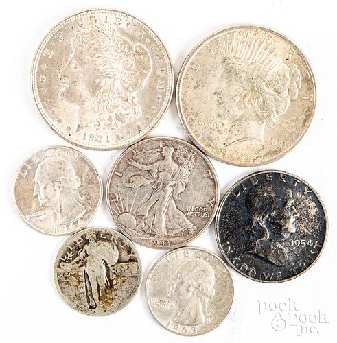 1921 Morgan silver dollar, 1925 Peace dollar, etc.
