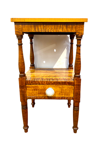 American Curly Maple One Drawer Stand, 19thc.