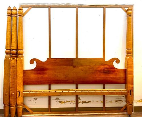 American Maple Four Post Tester Bed, 19thc.